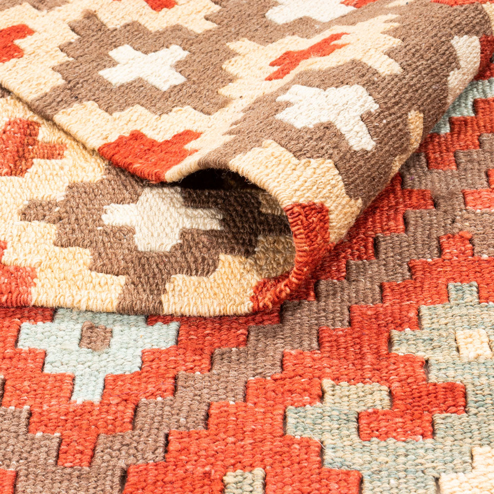 Loper Kelim tapijt - Splash - 203 x 110 cm - rood