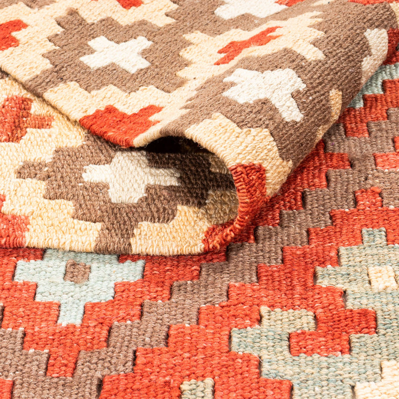 Loper Kelim tapijt - Splash - 203 x 110 cm - rood