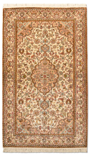 Zijden tapijt - Kashmir Silk - 164 x 94 cm - beige
