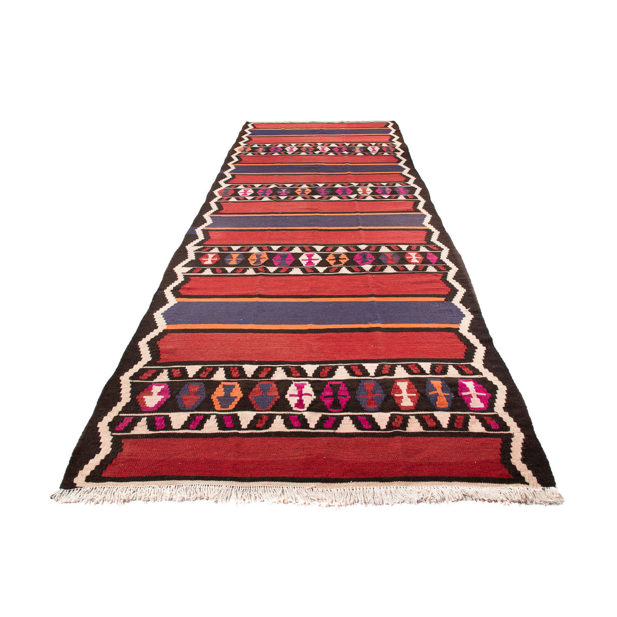 Loper Kelim tapijt - Oud - 380 x 135 cm - veelkleurig