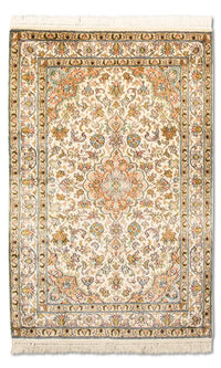 Zijden tapijt - Kashmir Silk - 95 x 62 cm - beige