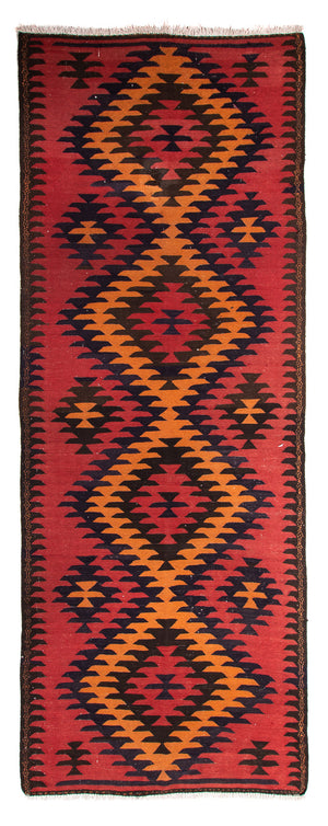 Loper Kelim tapijt - Oud - 395 x 150 cm - veelkleurig