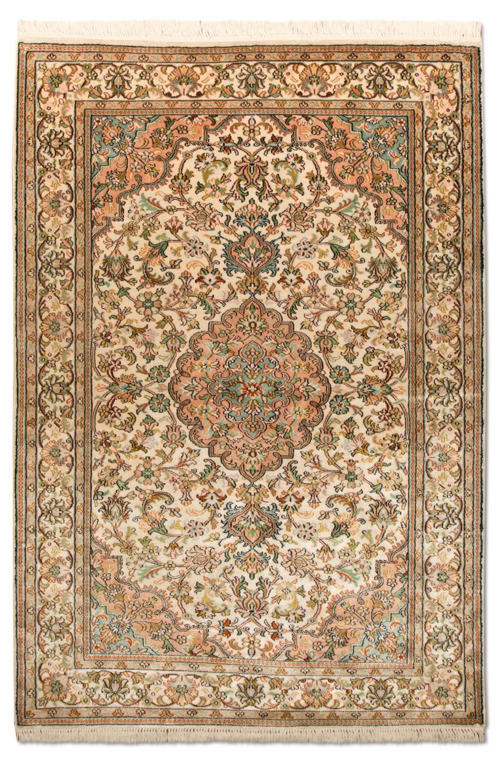 Zijden tapijt - Kashmir Silk - 148 x 93 cm - beige