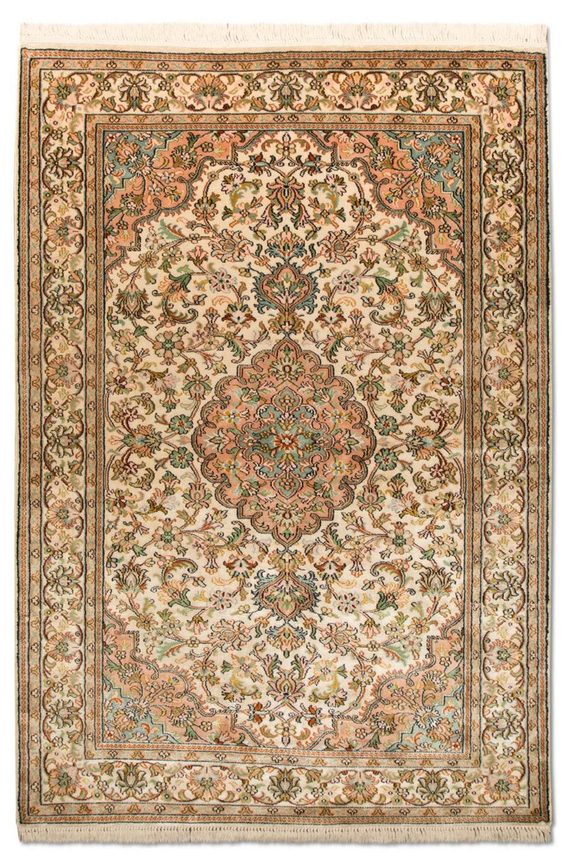 Zijden tapijt - Kashmir Silk - 148 x 93 cm - beige