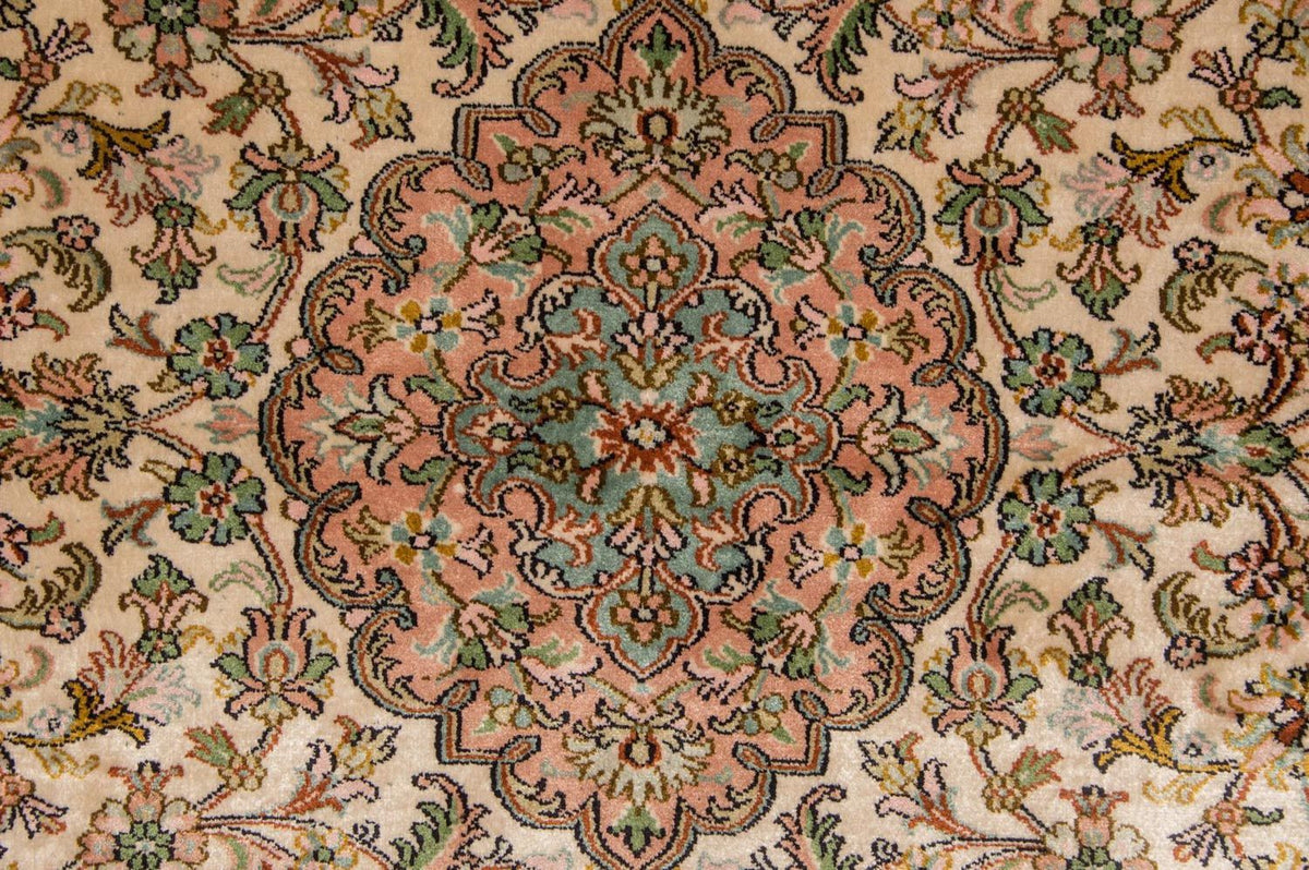 Zijden tapijt - Kashmir Silk - 148 x 93 cm - beige