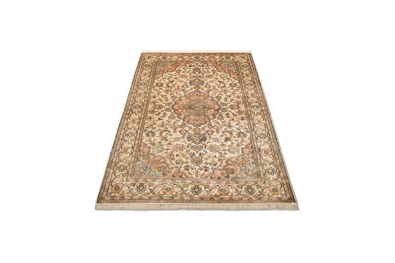 Zijden tapijt - Kashmir Silk - 148 x 93 cm - beige