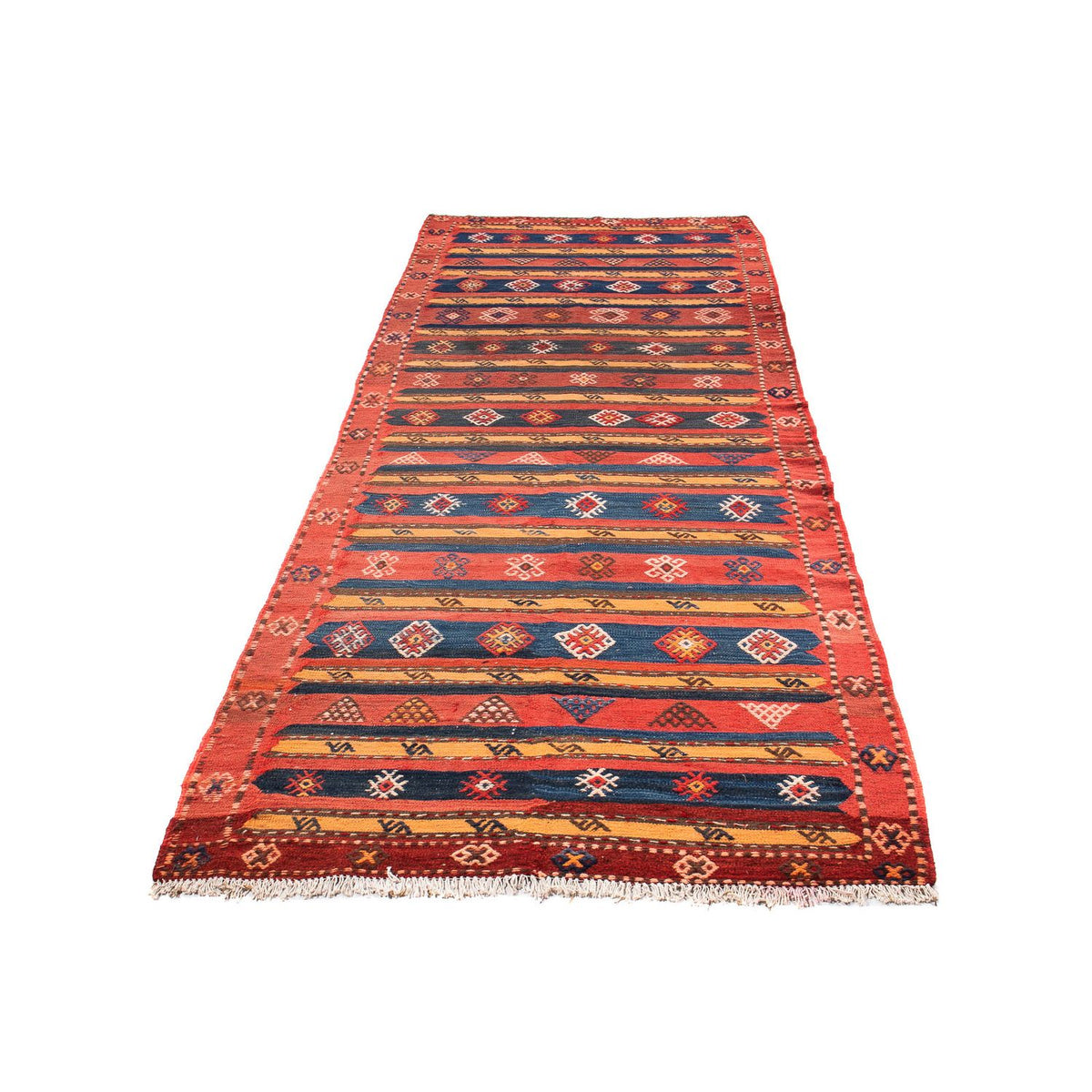 Loper Kelim tapijt - Oud - 400 x 150 cm - veelkleurig