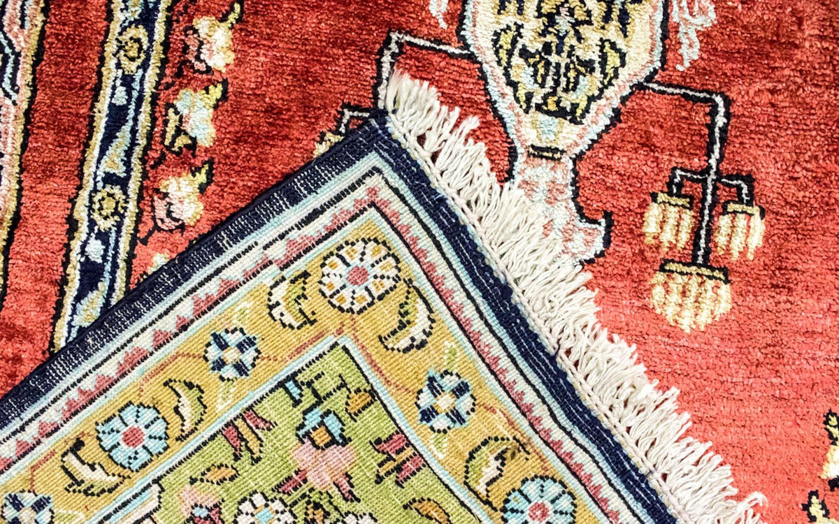 Zijden tapijt - Kayseri - 137 x 77 cm - rood