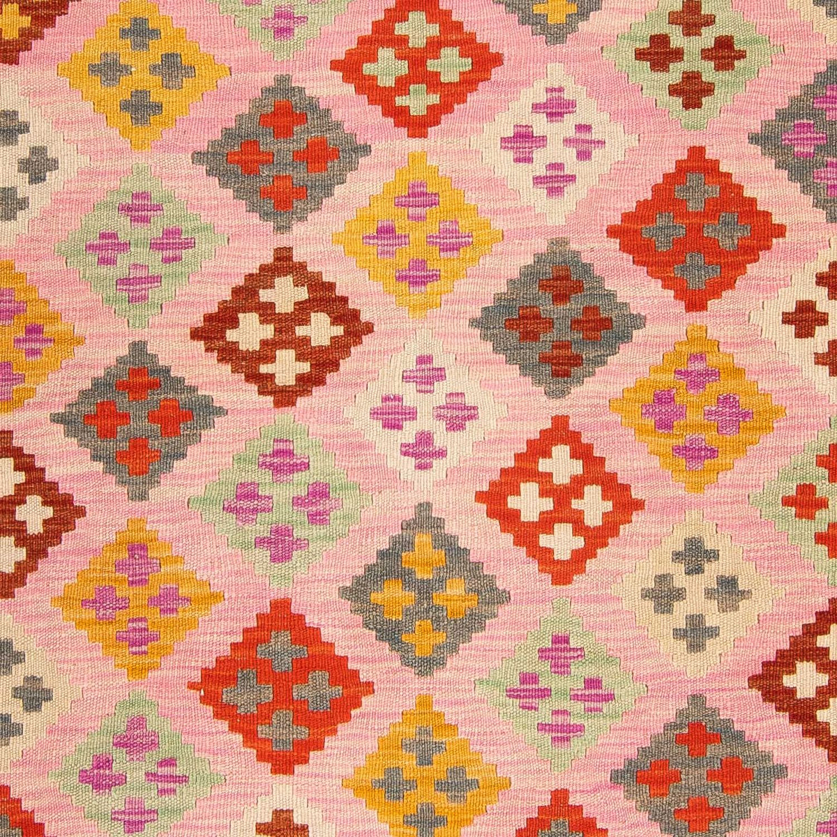 Kelim tapijt - Splash - 204 x 148 cm - roze