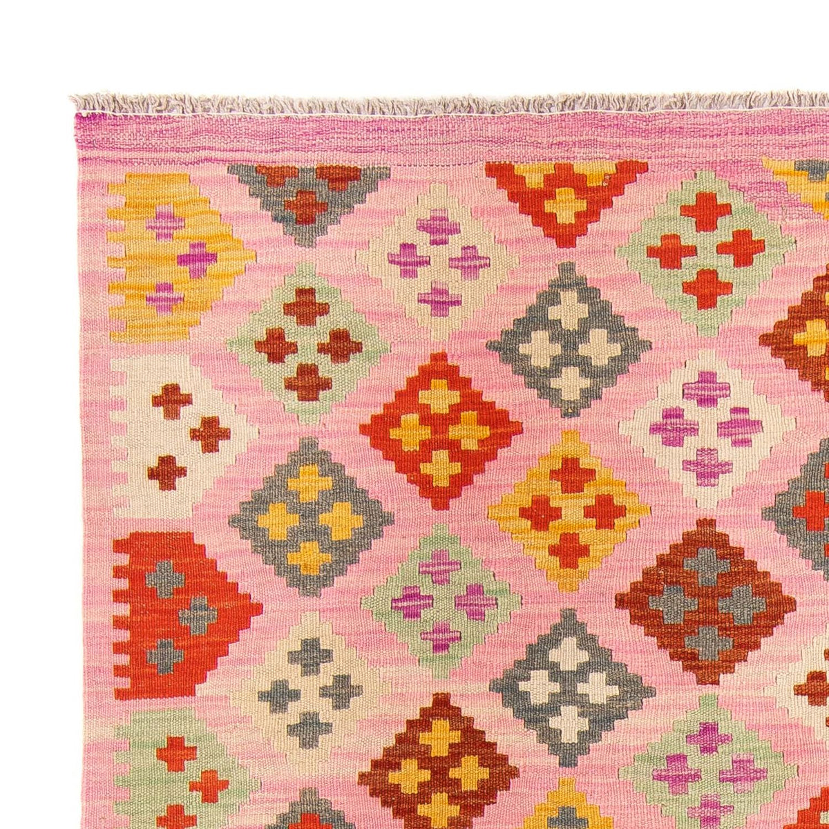 Kelim tapijt - Splash - 204 x 148 cm - roze