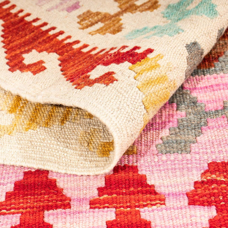 Kelim tapijt - Splash - 175 x 130 cm - roze