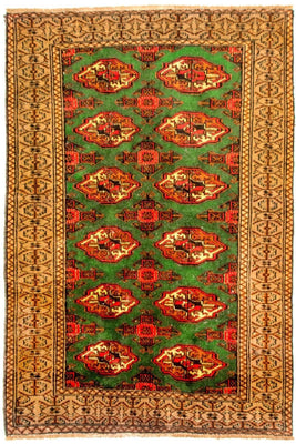 Turkaman tapijt - 143 x 102 cm - groen