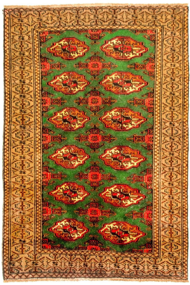 Turkaman tapijt - 143 x 102 cm - groen
