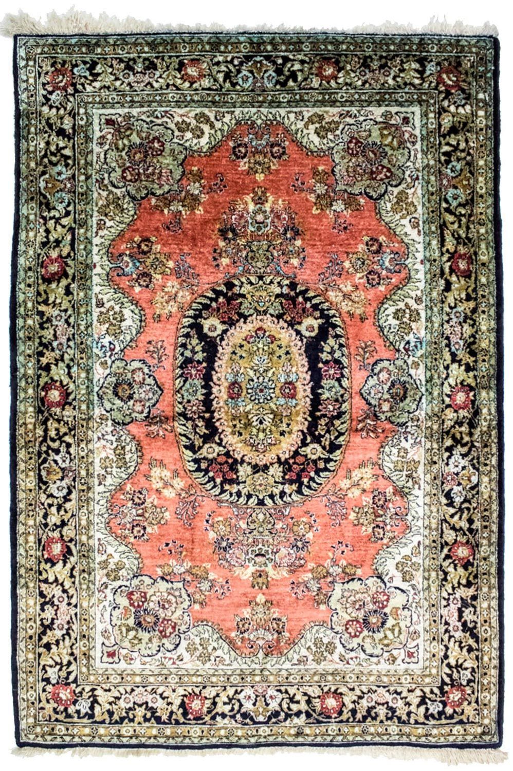 Zijden tapijt - Kayseri - 155 x 110 cm - roest