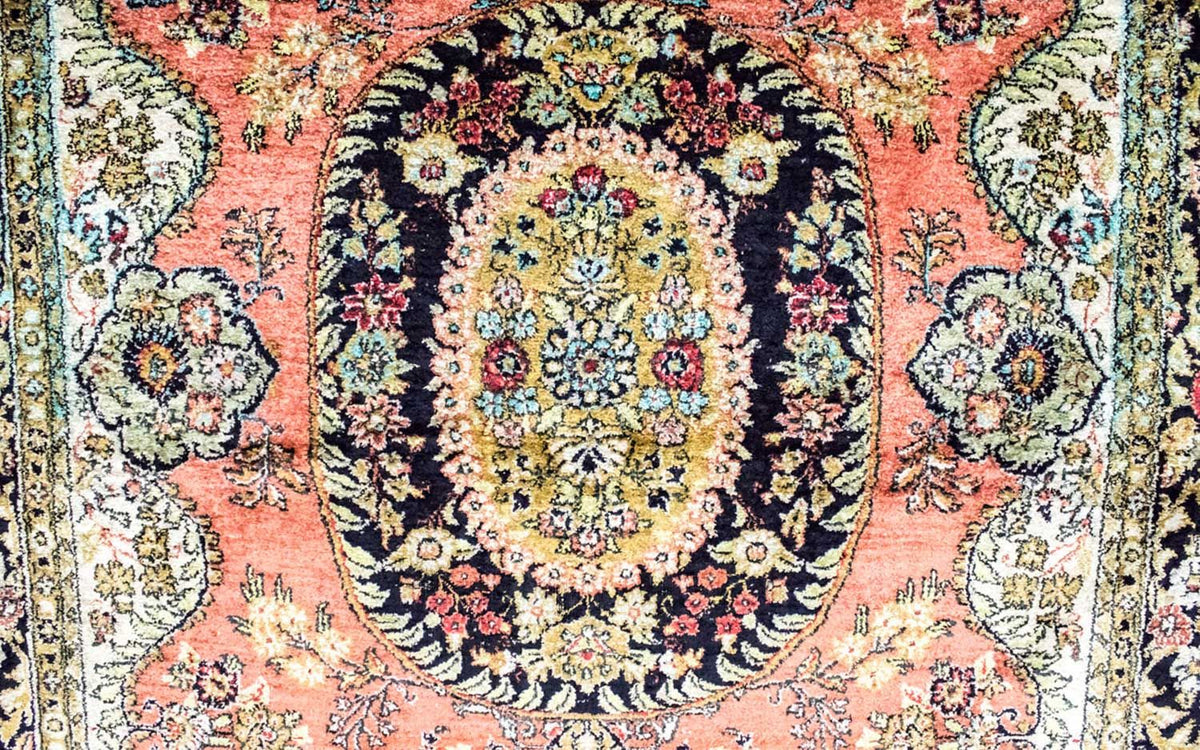 Zijden tapijt - Kayseri - 155 x 110 cm - roest