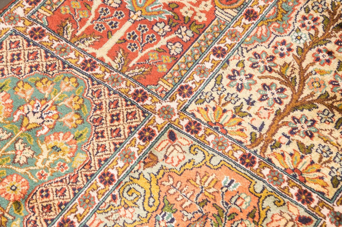 Zijden tapijt - Kashmir Silk - 91 x 65 cm - veelkleurig