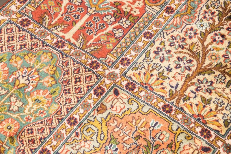 Zijden tapijt - Kashmir Silk - 91 x 65 cm - veelkleurig