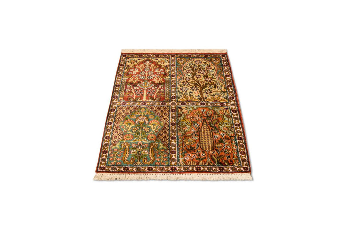 Zijden tapijt - Kashmir Silk - 91 x 65 cm - veelkleurig
