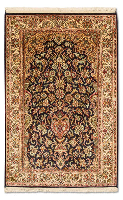 Zijden tapijt - Kashmir Silk - 94 x 60 cm - donkerblauw