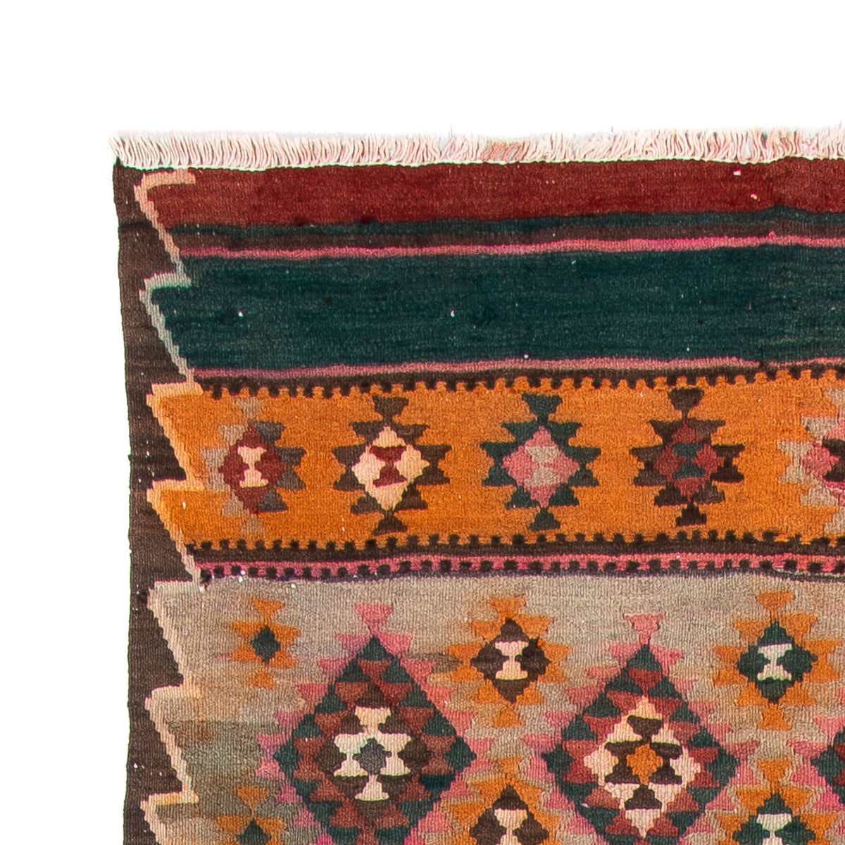 Loper Kelim tapijt - Oud - 370 x 145 cm - veelkleurig