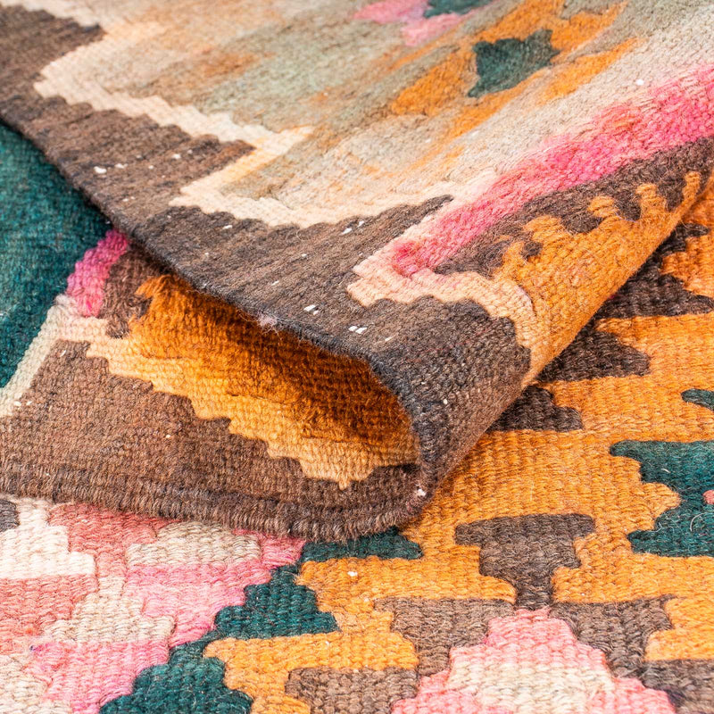 Loper Kelim tapijt - Oud - 370 x 145 cm - veelkleurig