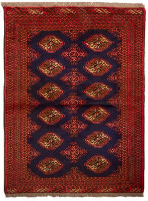 Turkaman tapijt - 135 x 103 cm - donkerblauw