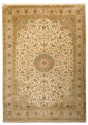 Zijden tapijt - Kashmir Silk - 314 x 213 cm - beige