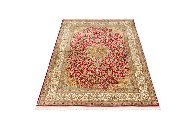 Zijden tapijt - Kashmir Silk - 216 x 153 cm - rood