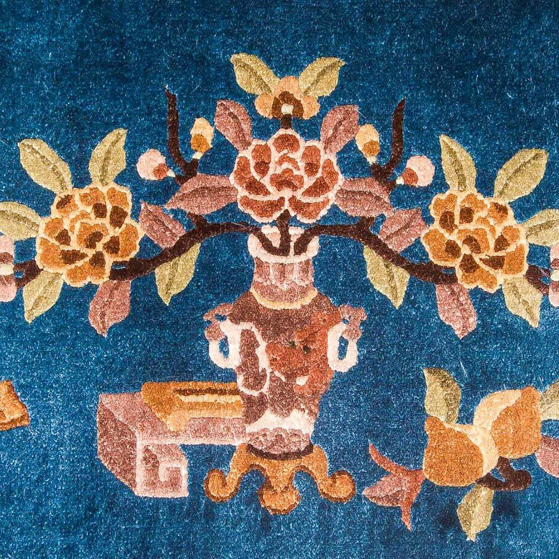 Zijden tapijt - China zijde - 122 x 69 cm - donkerblauw