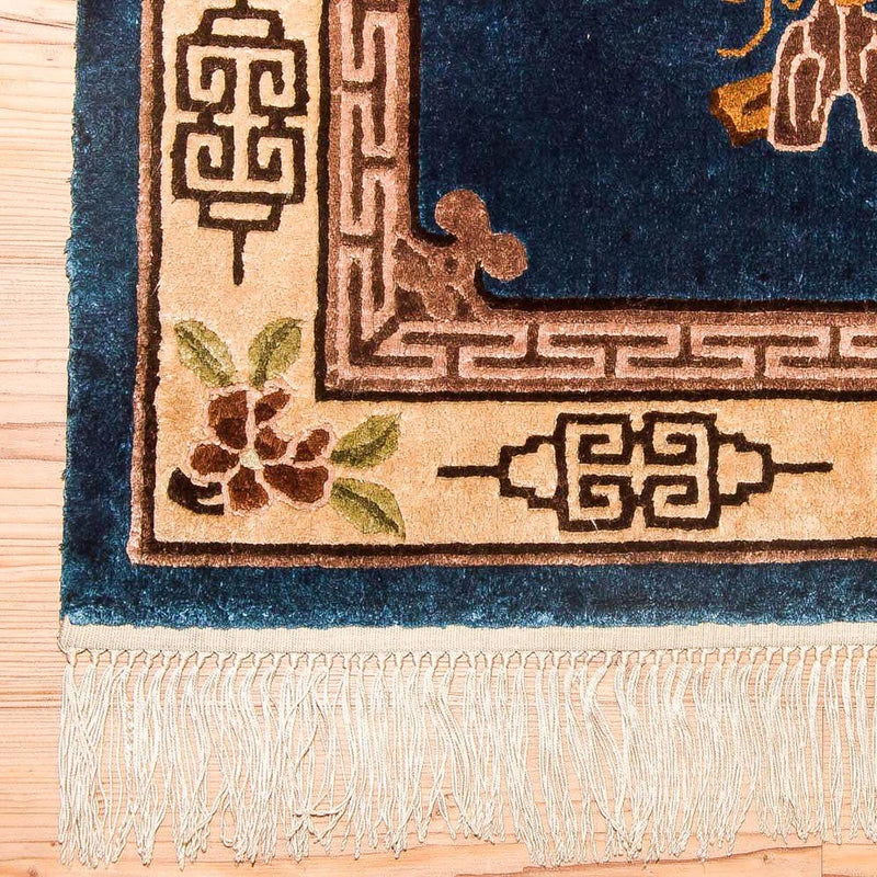 Zijden tapijt - China zijde - 122 x 69 cm - donkerblauw