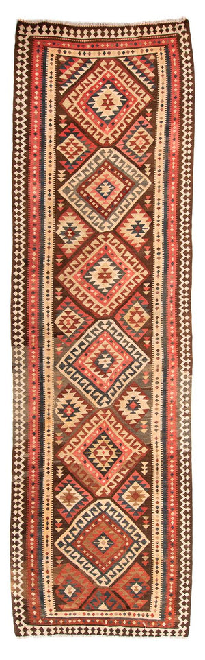 Loper Kelim tapijt - Oud - 402 x 135 cm - veelkleurig