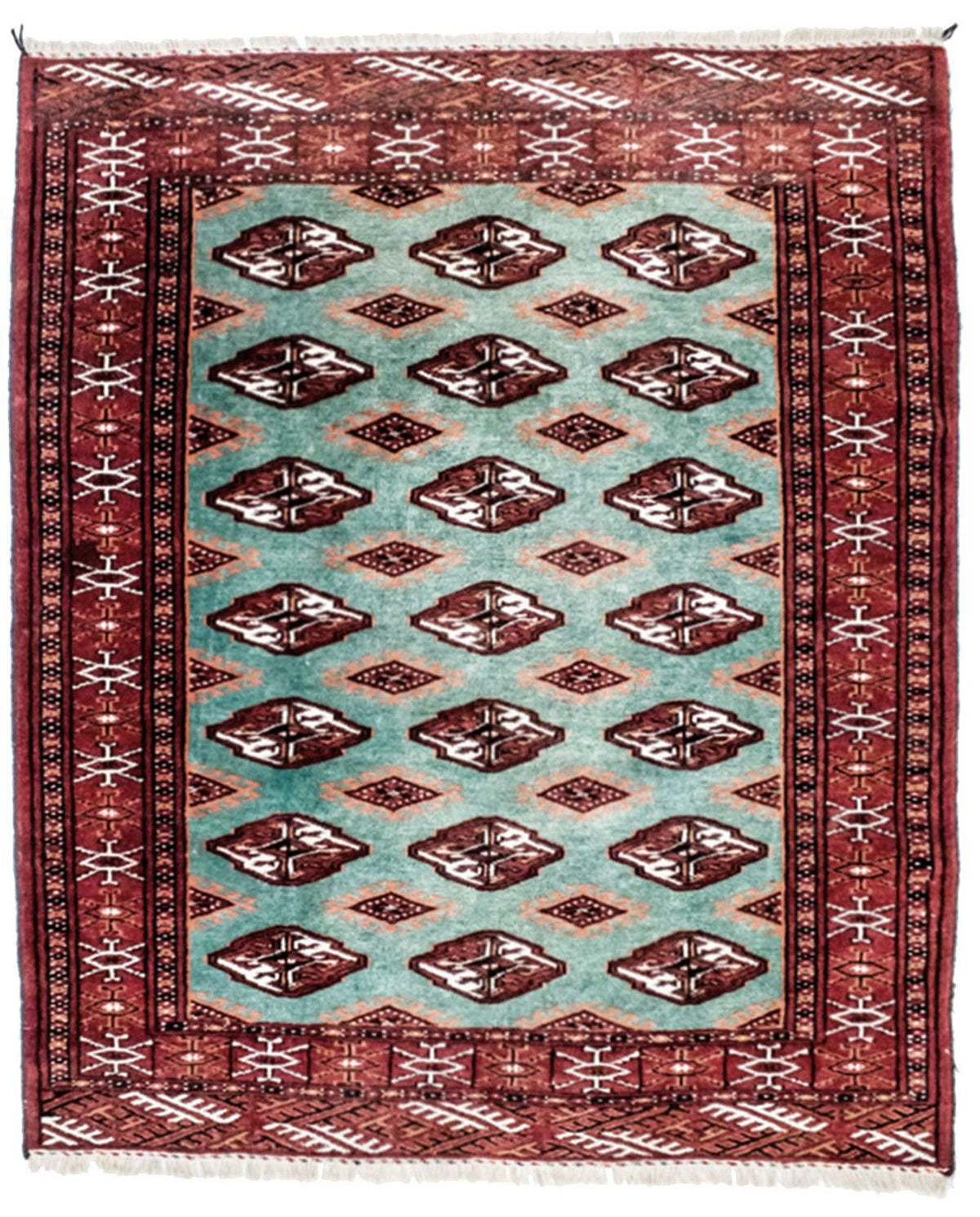 Turkaman tapijt - 124 x 100 cm - turkoois