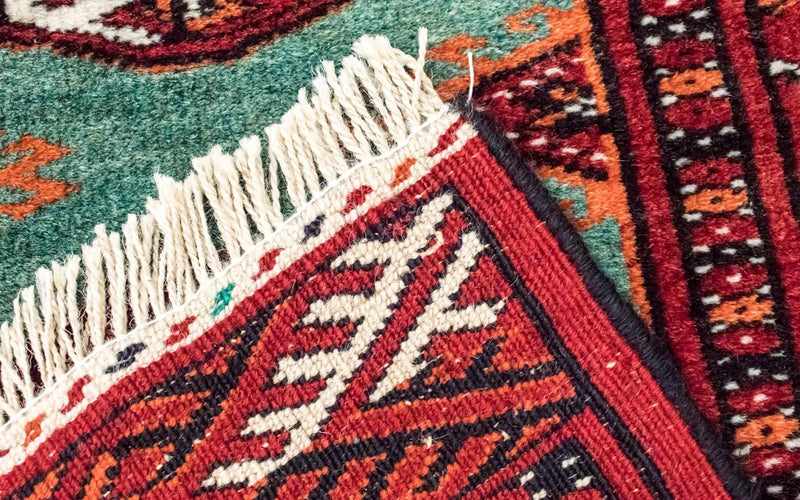 Turkaman tapijt - 124 x 100 cm - turkoois