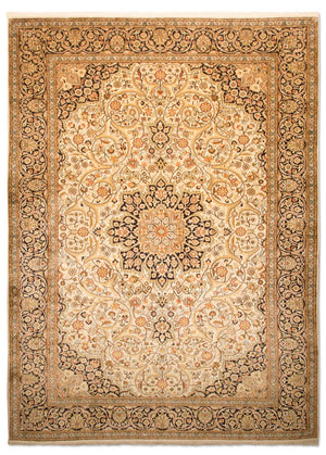 Zijden tapijt - Kashmir Silk - 342 x 234 cm - beige