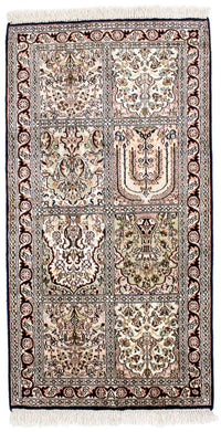 Zijden tapijt - Kashmir Silk - 124 x 65 cm - veelkleurig