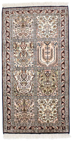 Zijden tapijt - Kashmir Silk - 124 x 65 cm - veelkleurig
