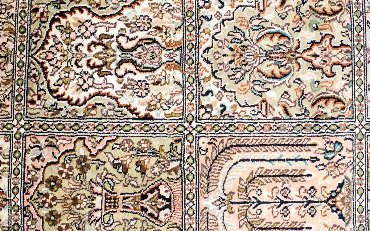 Zijden tapijt - Kashmir Silk - 124 x 65 cm - veelkleurig
