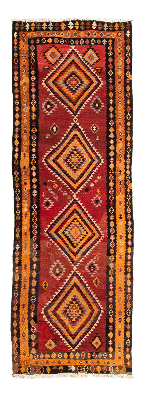 Loper Kelim tapijt - Oud - 320 x 125 cm - veelkleurig