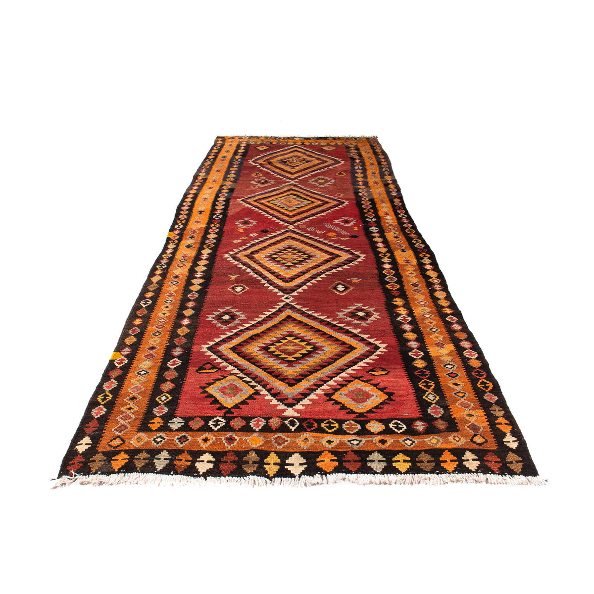 Loper Kelim tapijt - Oud - 320 x 125 cm - veelkleurig