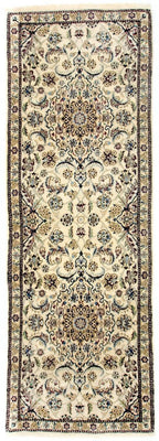 Loper Perzisch tapijt - Nain - Koninklijk - 254 x 88 cm - beige