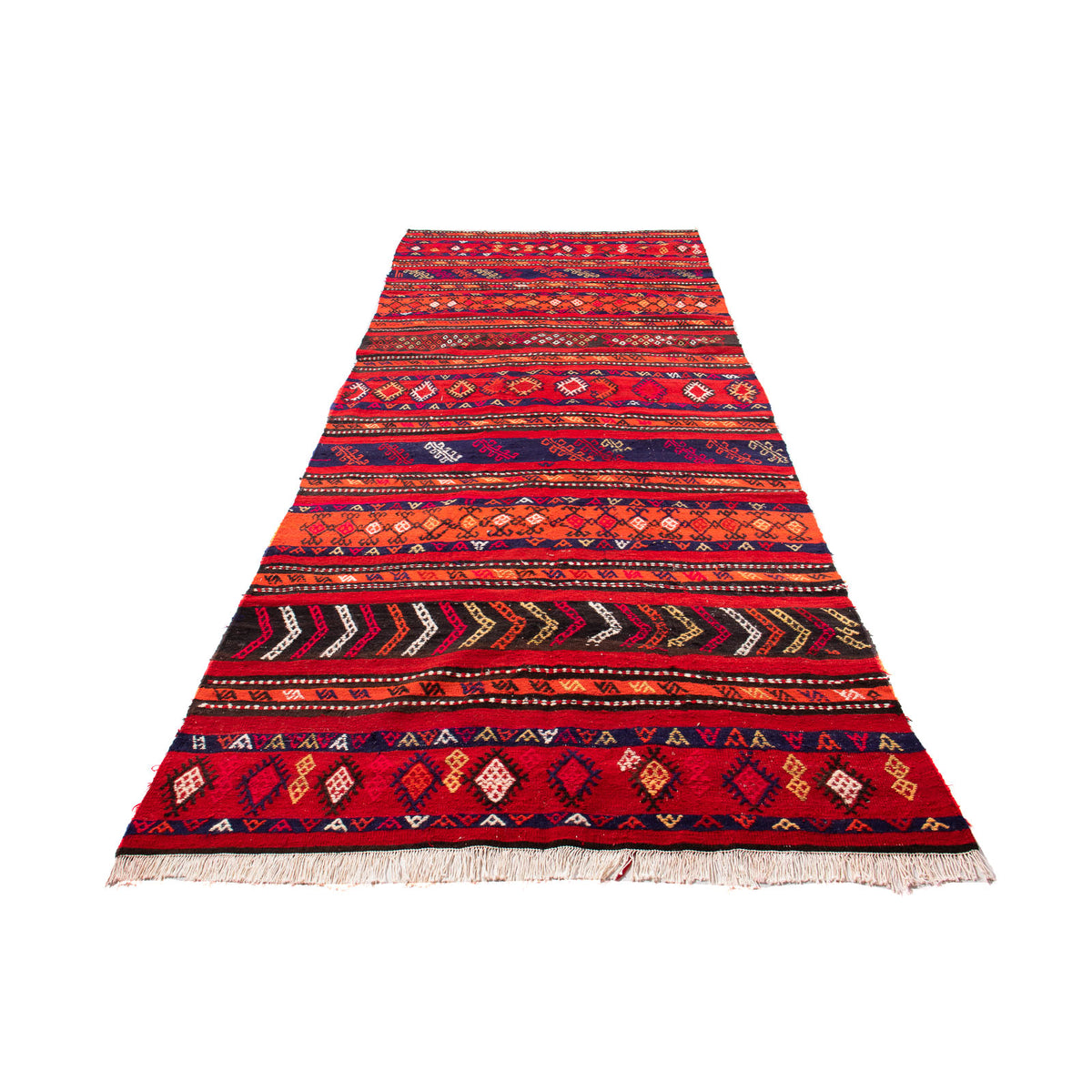 Loper Kelim tapijt - Oud - 350 x 145 cm - veelkleurig