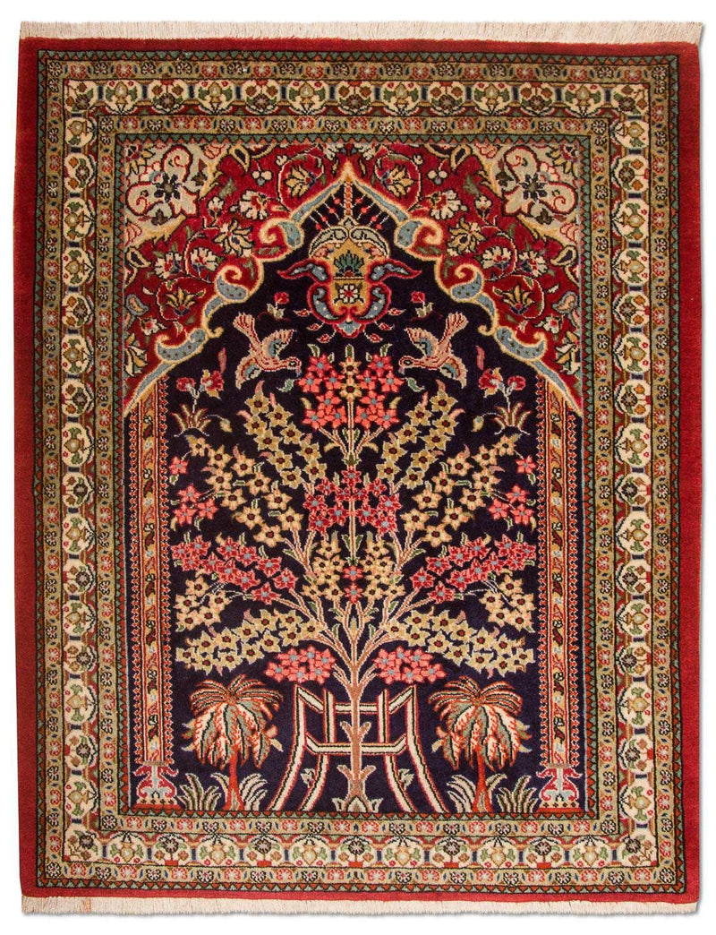 Perzisch tapijt - Ghom - 108 x 82 cm - blauw