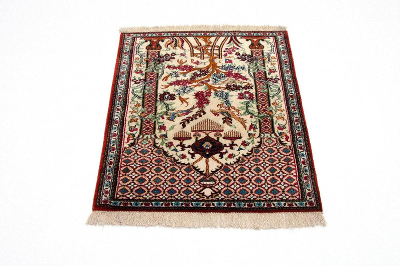 Zijden tapijt - Ghom Silk - Premium - 77 x 57 cm - beige