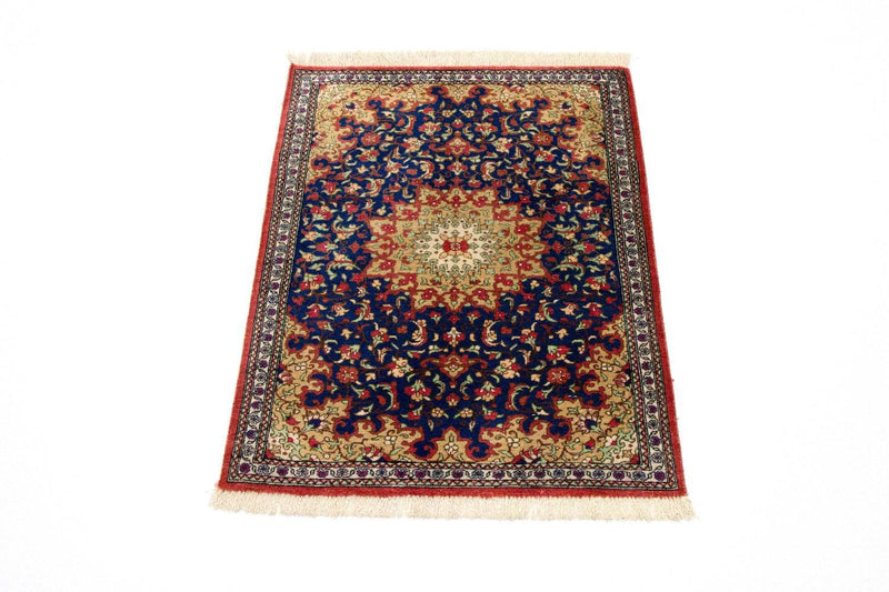 Zijden tapijt - Ghom Silk - Premium - 75 x 56 cm - blauw