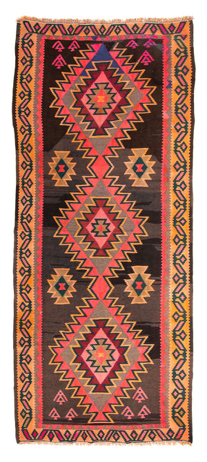 Loper Kelim tapijt - Oud - 335 x 150 cm - veelkleurig