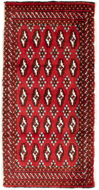 Loper Turkaman tapijt - 100 x 50 cm - rood