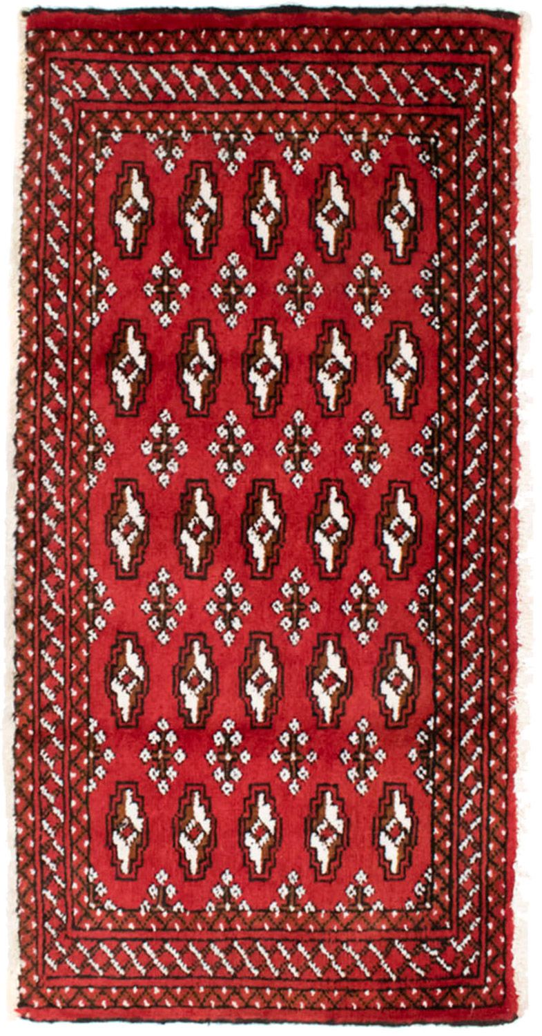 Loper Turkaman tapijt - 100 x 50 cm - rood