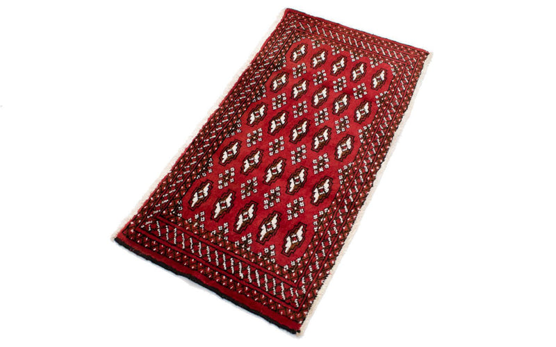 Loper Turkaman tapijt - 100 x 50 cm - rood