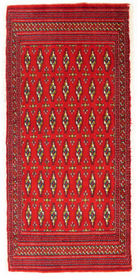 Loper Turkaman tapijt - 100 x 50 cm - rood