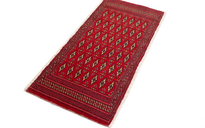 Loper Turkaman tapijt - 100 x 50 cm - rood